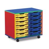 12 Shallow Tray Monarch Colourful Tray Storage Unit - mobile (2 x 6)