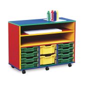 12 Shallow Tray Monarch Colourful Tray Storage Unit - Mobile