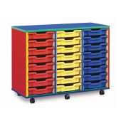 24 Shallow Tray Monarch Colourful Tray Storage Unit - mobile (3 x 8)