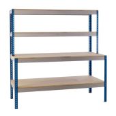 General Purpose Workstation with Lower Shelf - Blue Uprights