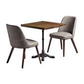 Dining Set with 2 Faux Leather Chairs - Grey